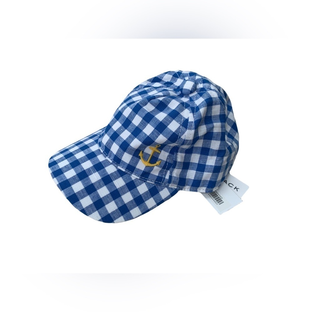 Janie and Jack NWT Size 0-6 Months Anchor Embroidered Gingham Hat